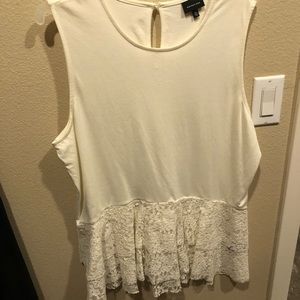 White Blouse with ruffle bottom